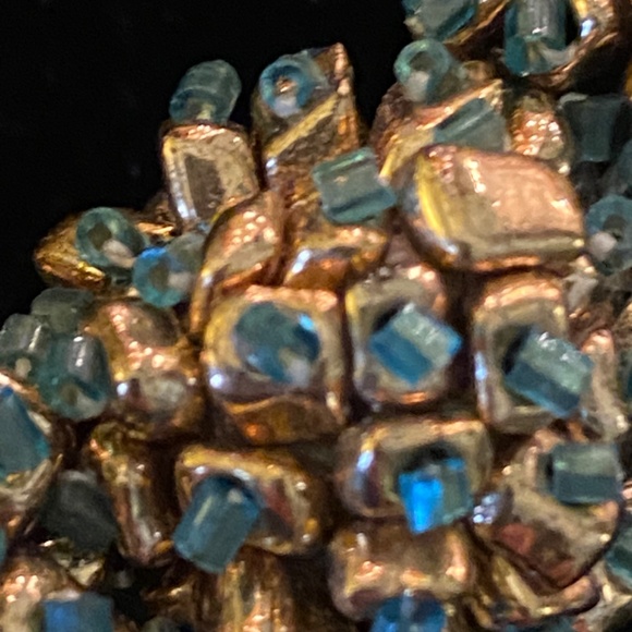 Stunning Coppola E Toppo 1950 Venetian Beaded Collar Necklace  Gold And Green - Picture 2 of 7